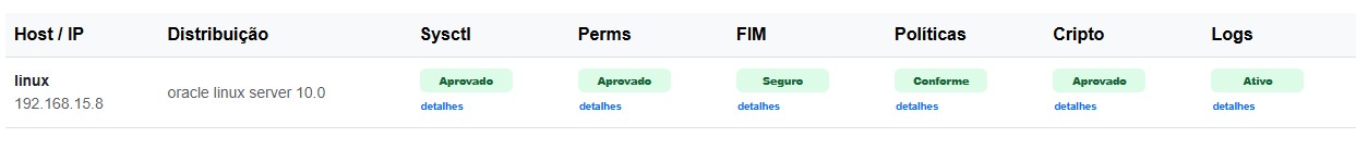 Status do servidor com todos os itens corrigidos
